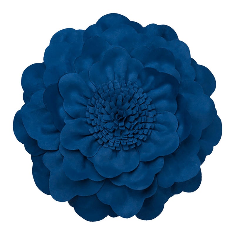 JWH Handmade Flower Throw Pillow Cover Decorative Small Pillow Case Round Cushion Floral Pillowcase for Bedroom Bed Couch Living Room 14 Inch Royal Blue - Image 1